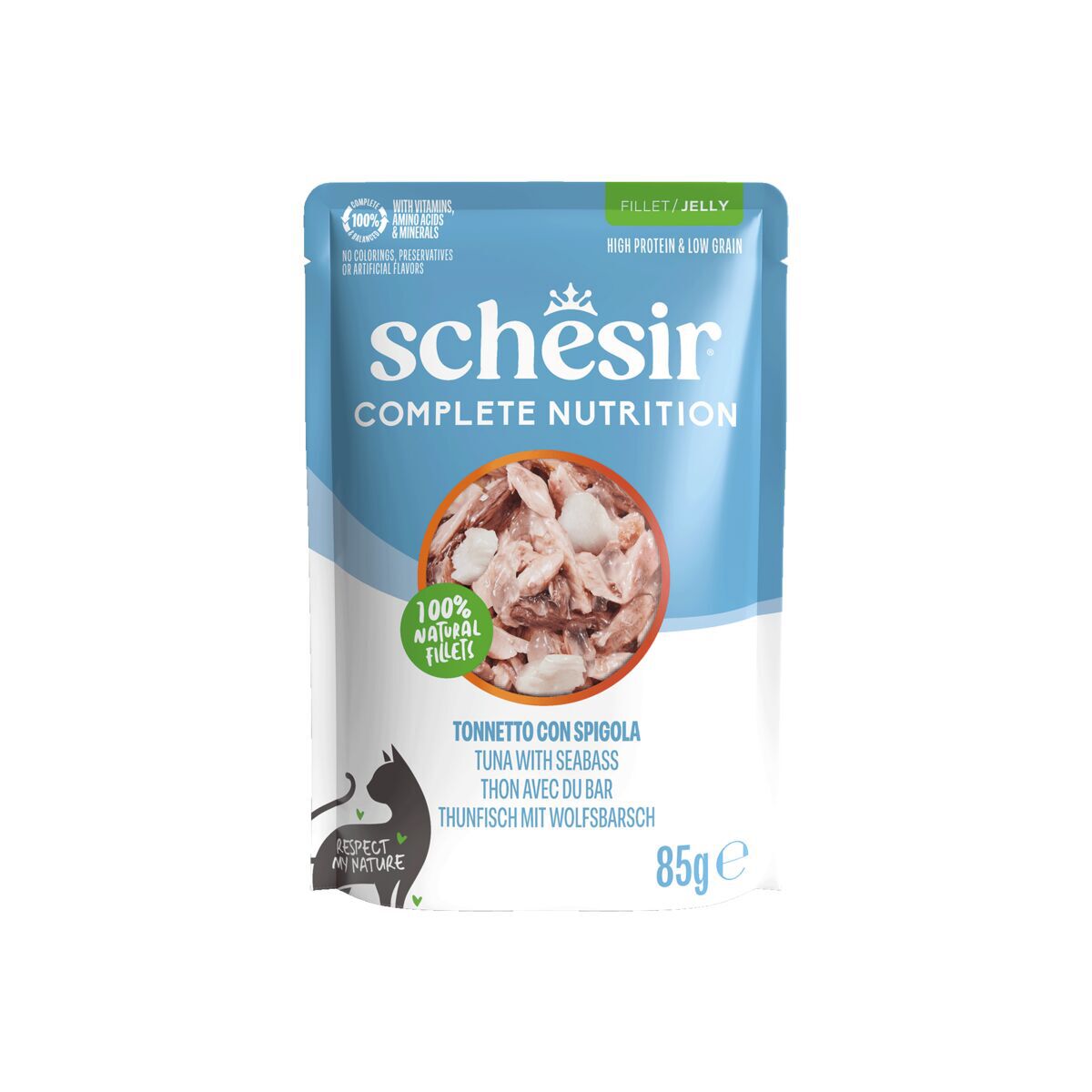 Schesir C&B Tuna with Sea bass in Jelly Pouch 85 g